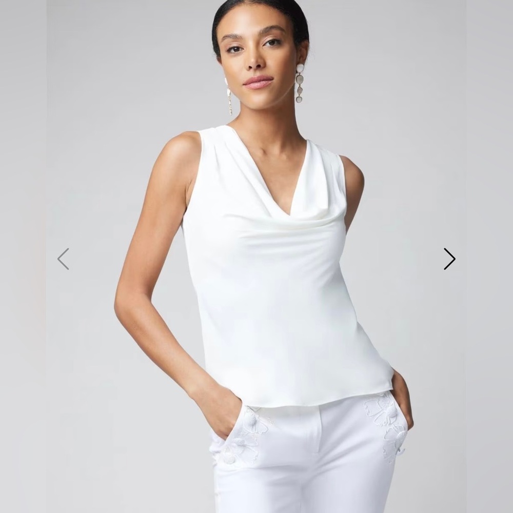 White House black market ivory cowl neck shell